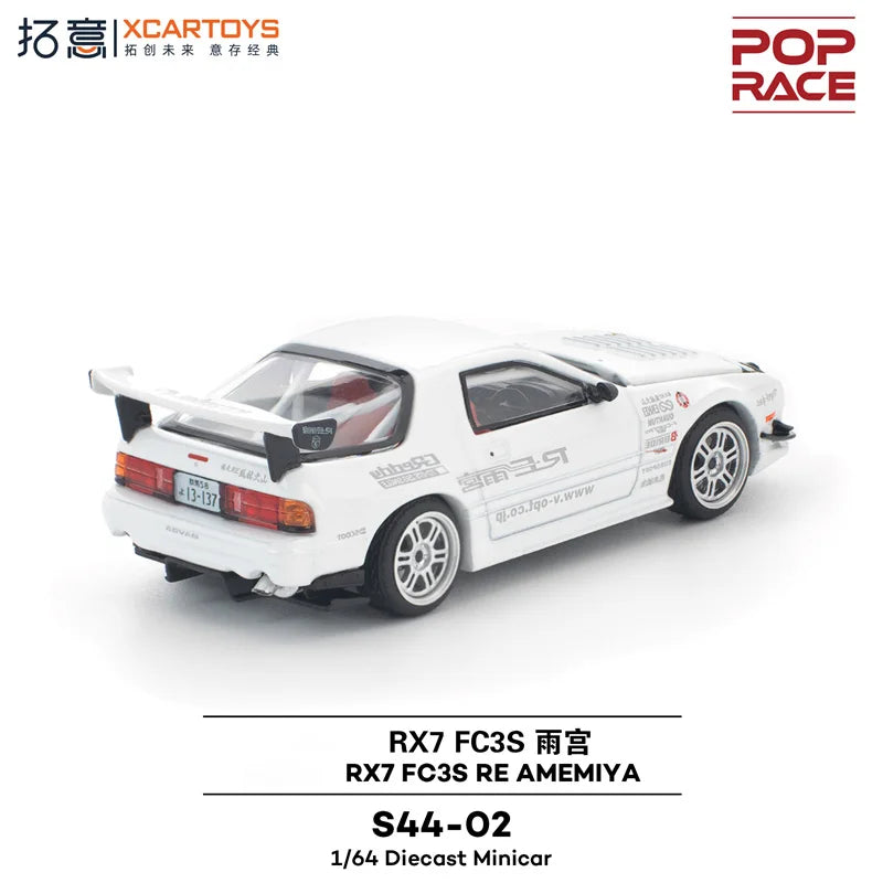 Xcartoys x Pop Race 1:64 RX7 FC3S RE AMEMIYA White Diecast Model Car