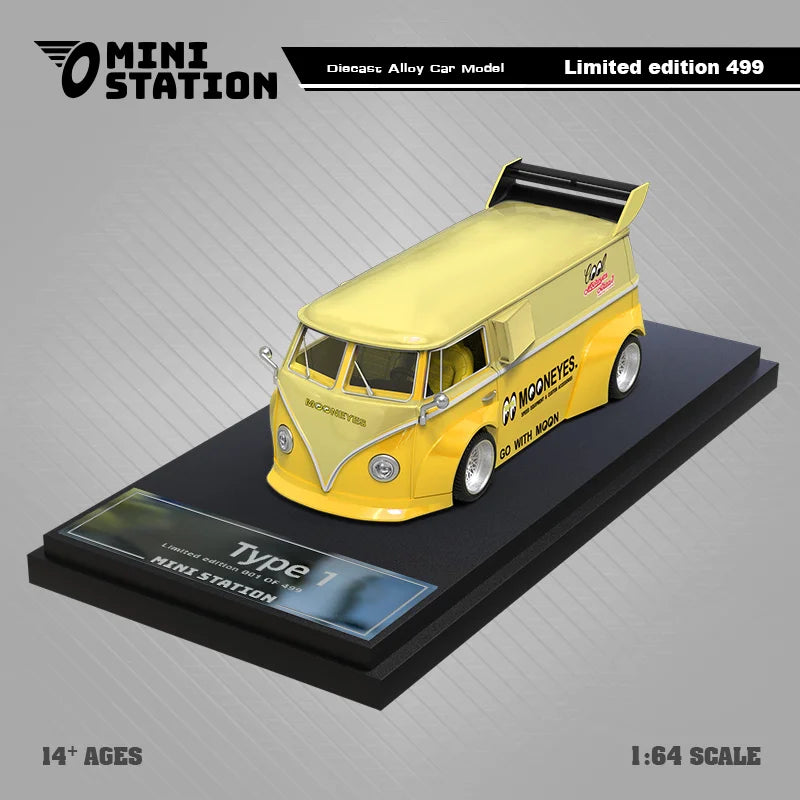 Mini Station 1:64 Mooneyes T1 Van & Beetle Targa w/Trailer limited499 Diecast Model Car