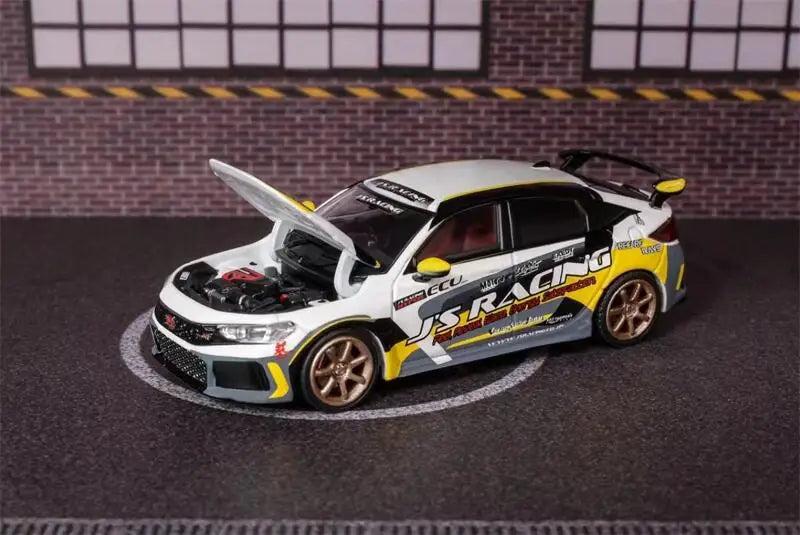 Motorhelix MH 1:64 Civic Type-R FL5 J's Racing Pearl White limited499 Diecast Model Car