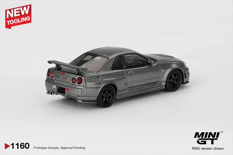 MINI GT 1:64 Skyline Dark Metal Gray BNR34 CRS Die-Cast Car Model Miniature Gifts