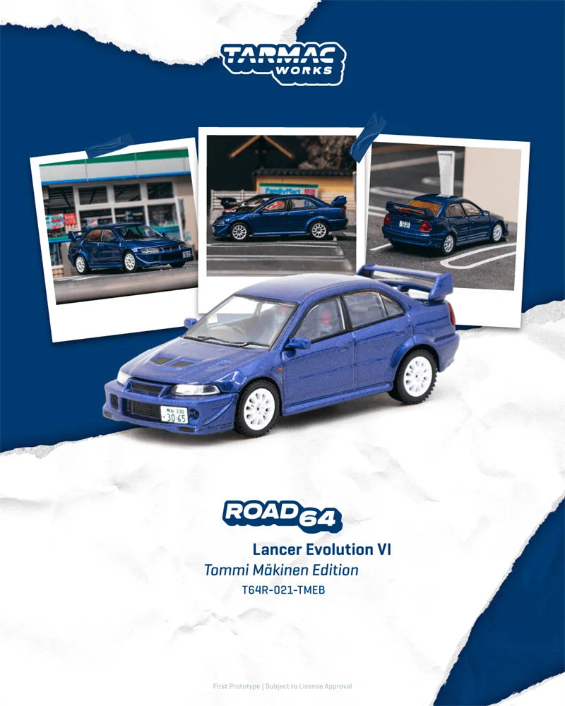 Tarmac Works 1:64 Evolution VI Lancer Tommi Mäkinen Edition Die-Cast Car Model Miniature Gifts