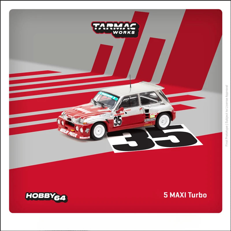 Tarmac Work 1:64 5 MAXI Turbo European Hill-Climb Championship Red Diecast Model Car