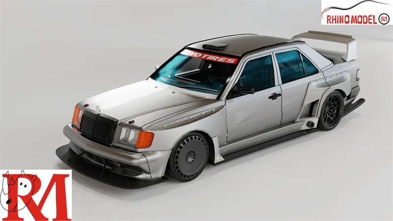 Rhino Model RM 1:64 W124 Silver / Red Limited499 Diecast Model Car