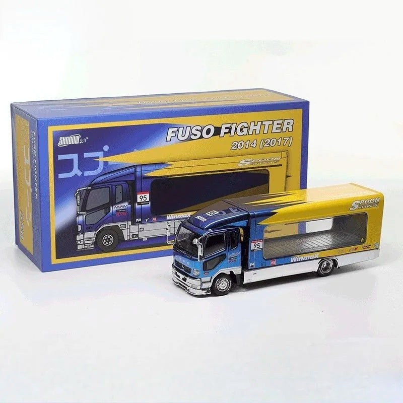 Shadow 1:64 Actros Double Deck Trailer Blue / Fighter Mk2 FK 2017 Outriggers Chrome Spoon Diecast Model Car