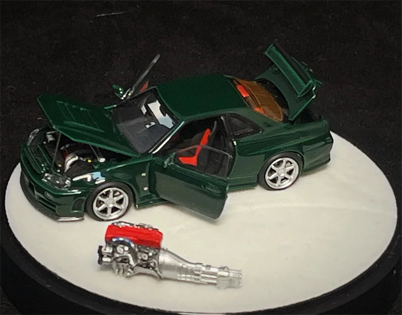 PGM 1:64 R34 Z-TUNE Green Limited999 Diecast Model Car