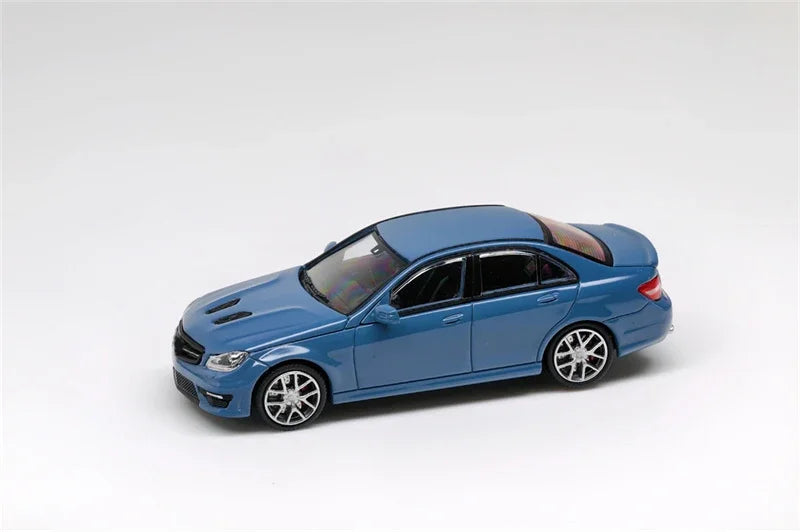 KING MODEL 1:64 C63 AMG W204 Limited 799 Titanium Gray / Yellow / Blue Collection Miniature Diecast Metal Model Car