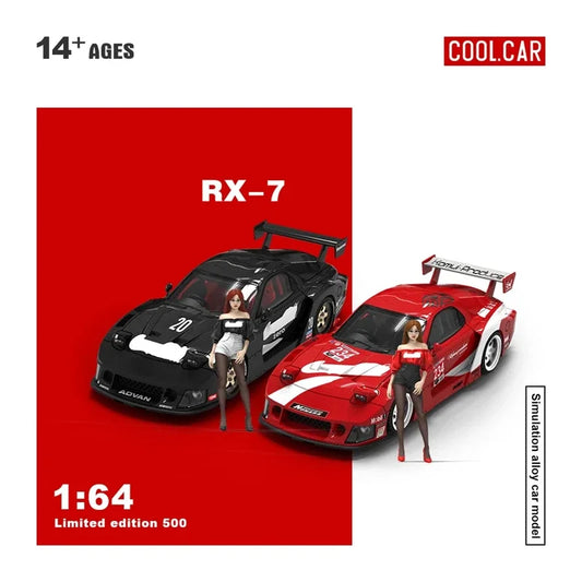 Cool Car /TimeMicro 1:64 RX-7 Black / Red Die-Cast Car Model Collection Miniature