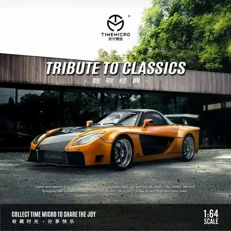 Time Micro 1:64 RX-7 Veilside FNF Orange Diecast Model Car