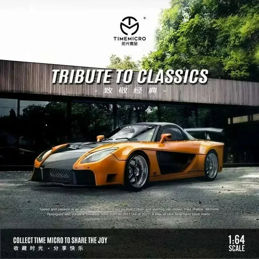 Time Micro 1:64 RX-7 Veilside FNF Orange Diecast Model Car