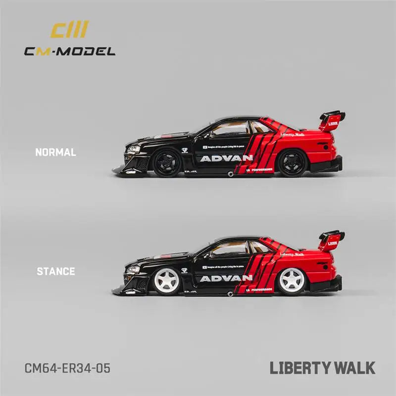 CM MODEL  1:64 LBWK ER34 Advan Diecast Model Car