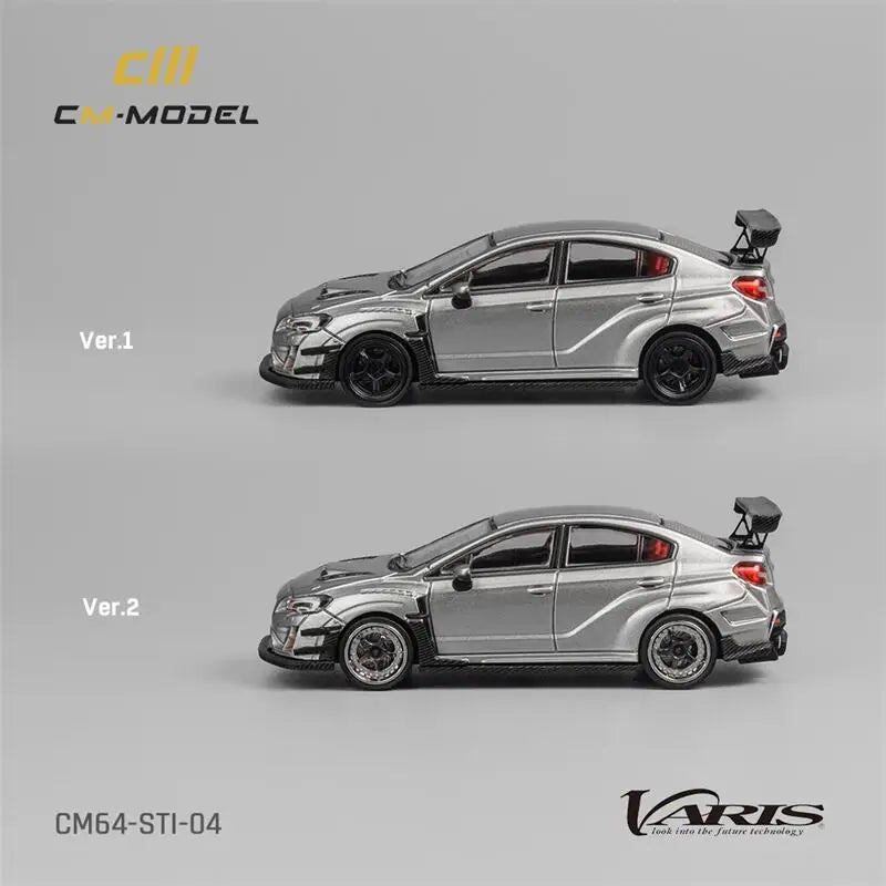 CM MODEL  1:64 Varis Widebody STI Silver Diecast Model Car