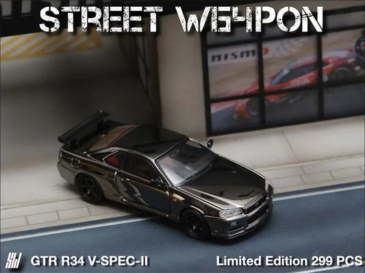 Street Weapon SW 1:64 GTR R34 V-SPEC-II electrotype limited299 Diecast Model Car