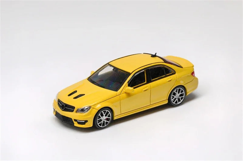 KING MODEL 1:64 C63 AMG W204 Limited 799 Titanium Gray / Yellow / Blue Collection Miniature Diecast Metal Model Car