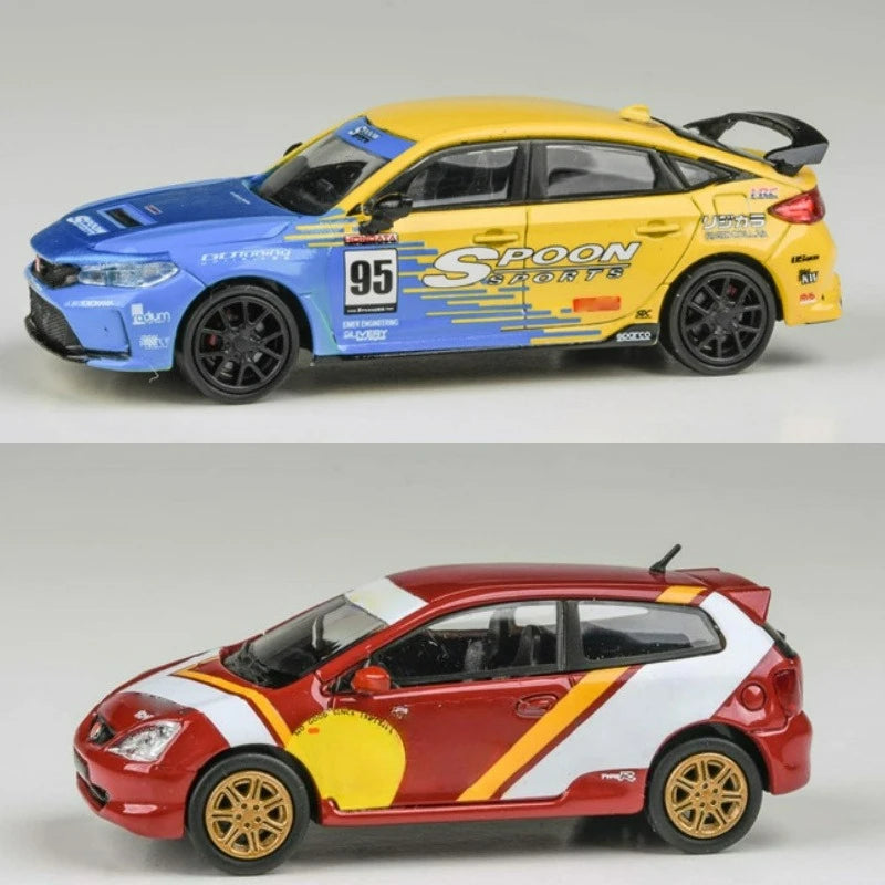 Para64 1:64 2023 Civic FL5 Type R Spoon#95 / 2001 Civic EP3 Type R RB Diecast Model Car