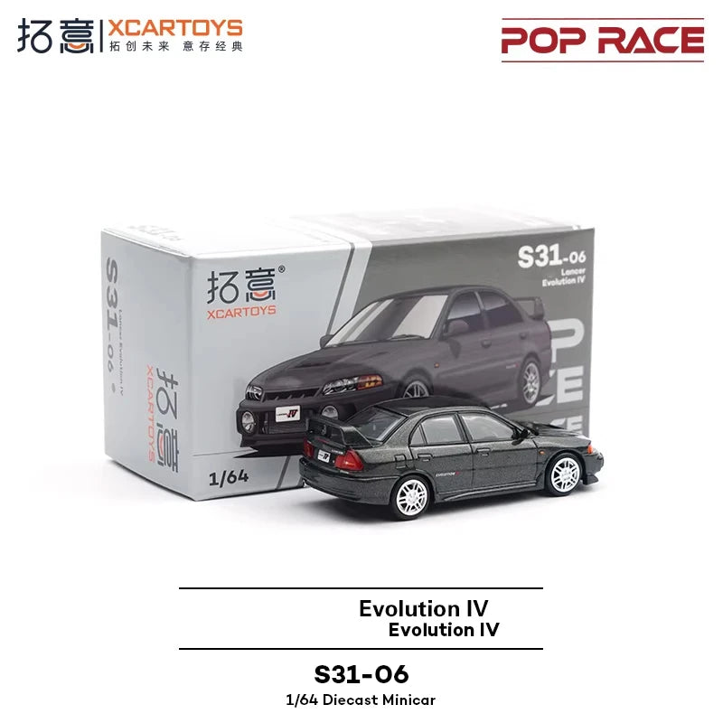 Xcartoys X Pop Race 1:64 Lancer Evolution IV Dark grey Diecast Model Car
