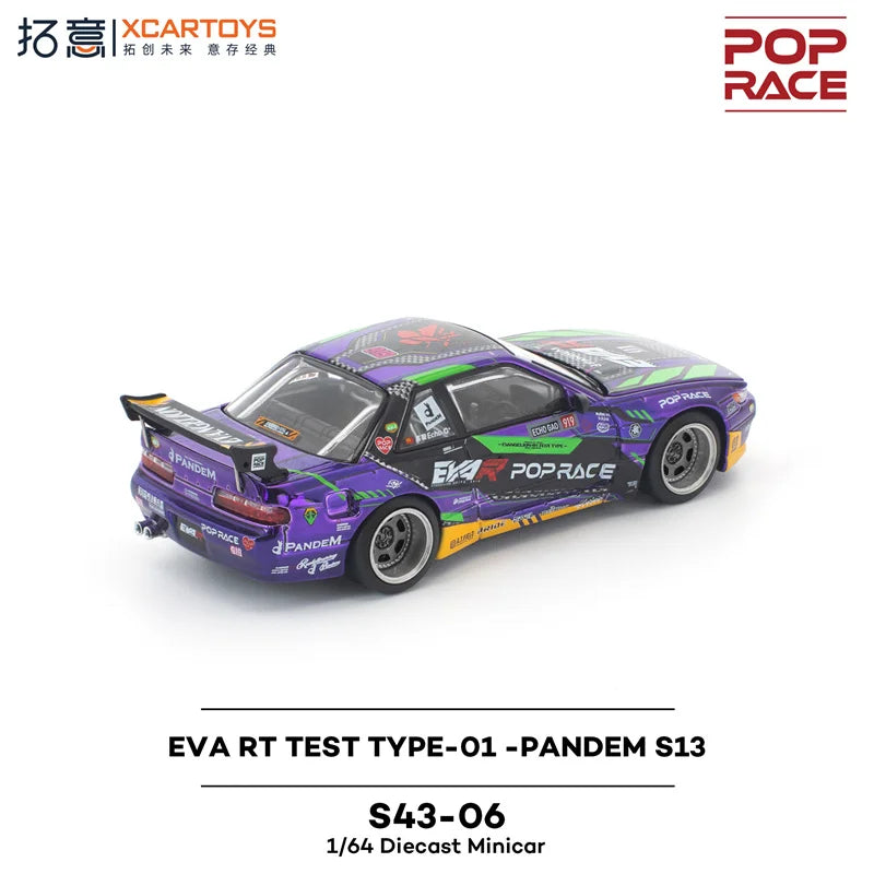 Xcartoys x POP RACE 1:64 EVA RT TEST TYPE-01 PANDEM S13 Die-Cast Car Model Miniature Gifts