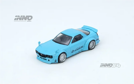INNO 1:64 RX7 FD3S PANDEM ROCKET BUNNY Blue Die-Cast Car Model Miniature Gifts
